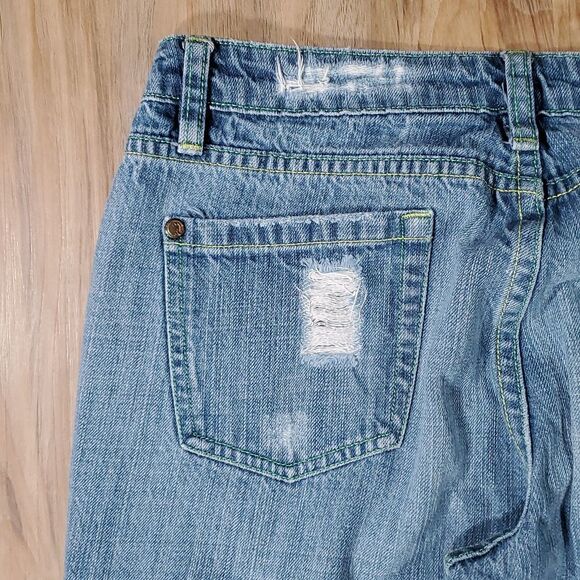 💜Vintage Iris Blue Distressed Boot Cut Jeans Size 9/30 - Picture 6 of 12